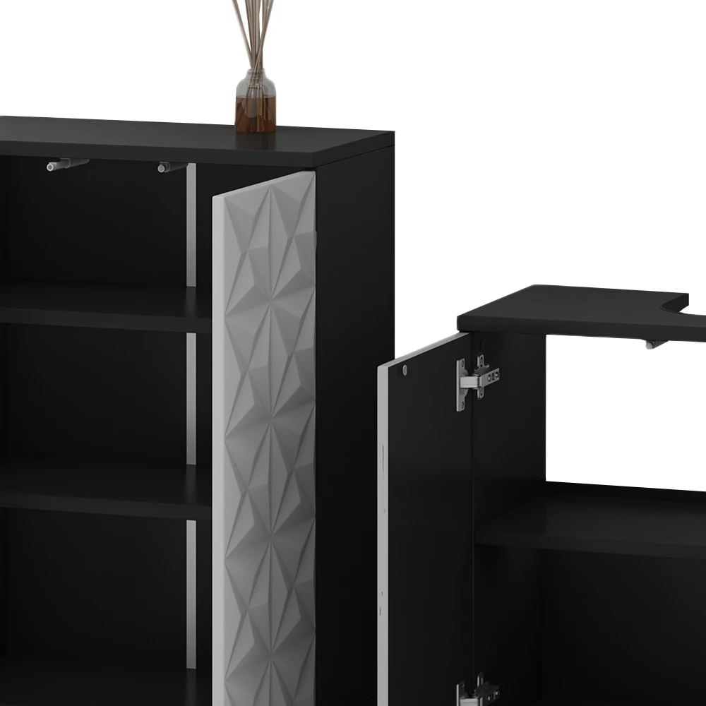 Badmöbel Set "Edge" Schwarz/Weiß 4 Teile Vicco 8 Badmöbel Set "Edge" Schwarz/Weiß 4 Teile Vicco – Bild 6