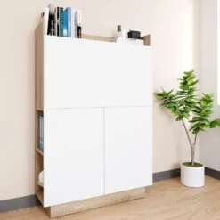 Sekretär Schreibtisch "Alena" Sonoma/Weiß 85 X 27 Cm Vicco -Möbel Store 20230720 m4363 04 ol