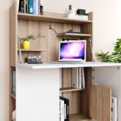 Sekretär Schreibtisch "Alena" Sonoma/Weiß 85 X 27 Cm Vicco -Möbel Store 20230720 m4363 05 ol