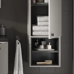 Badschrank "Gerta" Grau/Schwarz 37.5 X 150 Cm Mit Tür Und Offenen Fächern Vicco -Möbel Store 20230816 m5702 05 ol