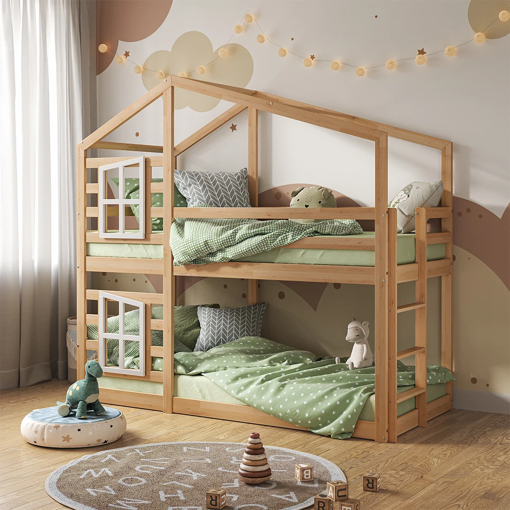 Etagenbett "Maja" Naturholz 90x200 Cm Mit 2 Matratzen Vitalispa 5 Etagenbett "Maja" Naturholz 90x200 Cm Mit 2 Matratzen Vitalispa – Bild 4