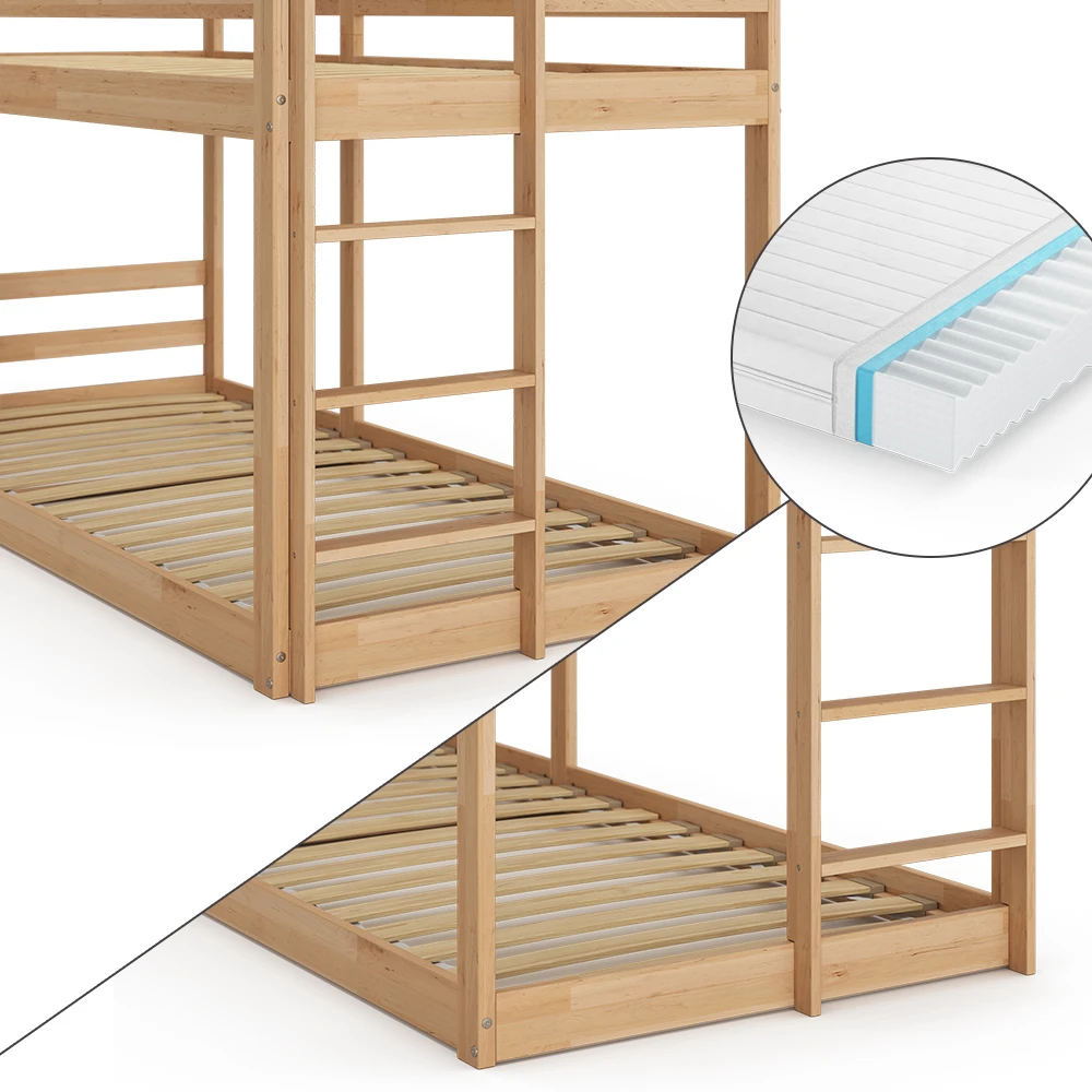 Etagenbett "Maja" Naturholz 90x200 Cm Mit 2 Matratzen Vitalispa 7 Etagenbett "Maja" Naturholz 90x200 Cm Mit 2 Matratzen Vitalispa – Bild 6