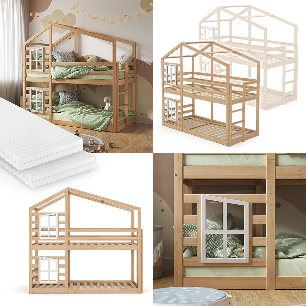 Etagenbett "Maja" Naturholz 90x200 Cm Mit 2 Matratzen Vitalispa 9 Etagenbett "Maja" Naturholz 90x200 Cm Mit 2 Matratzen Vitalispa – Bild 8