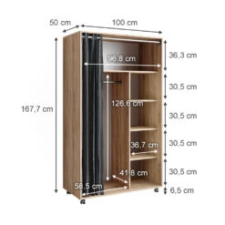 Kleiderschrank "Doros" Sonoma 100 X 168 Cm Offen, Mit Rollen Vicco -Möbel Store 20230816 m5864 03 ol