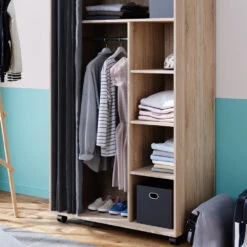 Kleiderschrank "Doros" Sonoma 100 X 168 Cm Offen, Mit Rollen Vicco -Möbel Store 20230816 m5864 05 ol