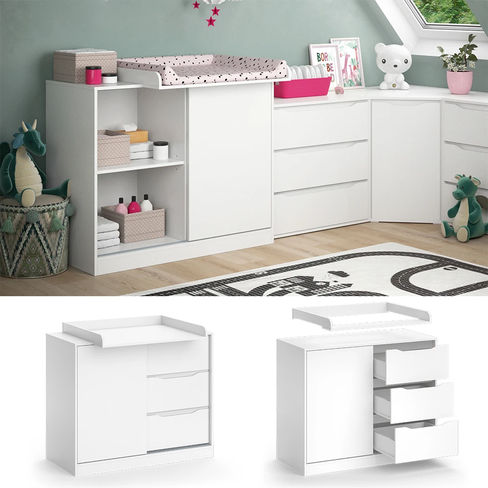 Wickelkommode "Ruben" Weiß 113 X 93 Cm Mit Wickelaufsatz Vicco 4 Wickelkommode "Ruben" Weiß 113 X 93 Cm Mit Wickelaufsatz Vicco – Bild 2