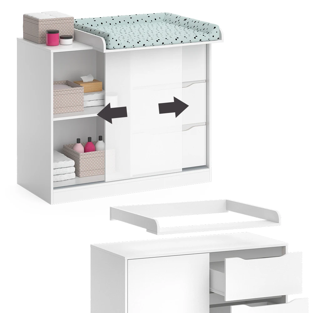 Wickelkommode "Ruben" Weiß 113 X 93 Cm Mit Wickelaufsatz Vicco 8 Wickelkommode "Ruben" Weiß 113 X 93 Cm Mit Wickelaufsatz Vicco – Bild 6