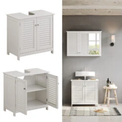 Waschbeckenunterschrank "Riad" Weiß 60 X 58 Cm Mit 2 Türen Vicco -Möbel Store 20230907 m5688 02 ol