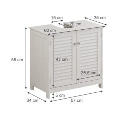 Waschbeckenunterschrank "Riad" Weiß 60 X 58 Cm Mit 2 Türen Vicco -Möbel Store 20230907 m5688 03 ol