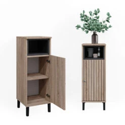 Vicco Midischrank "Aquis", Sonoma/Anthrazit, 30 X 86.8 Cm Mit Tür Und Offenem Fach -Möbel Store 20230907 m5816 07 ol