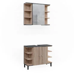 Vicco Badmöbel Set "Aquis", Sonoma/Anthrazit, 2 Teile