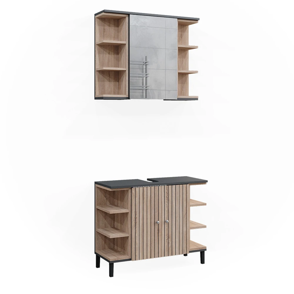 Vicco Badmöbel Set "Aquis", Sonoma/Anthrazit, 2 Teile 3 Vicco Badmöbel Set "Aquis", Sonoma/Anthrazit, 2 Teile