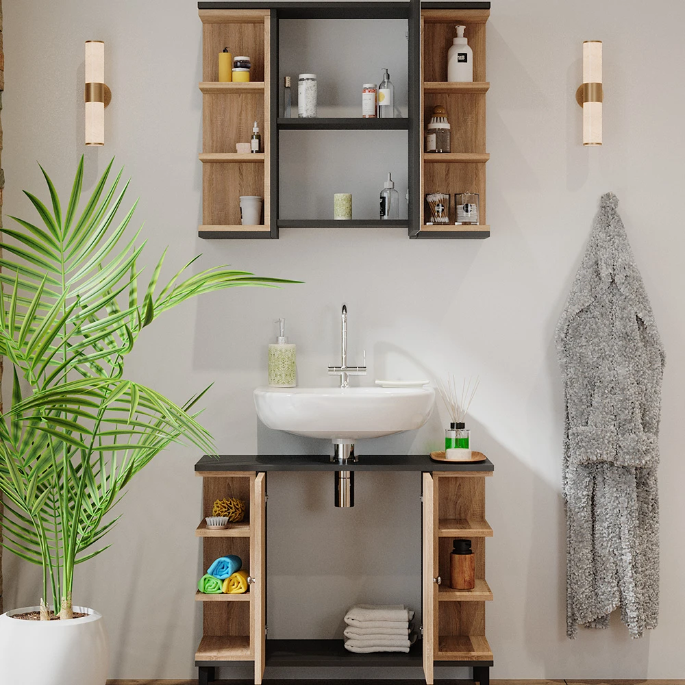 Vicco Badmöbel Set "Aquis", Sonoma/Anthrazit, 2 Teile 7 Vicco Badmöbel Set "Aquis", Sonoma/Anthrazit, 2 Teile – Bild 5