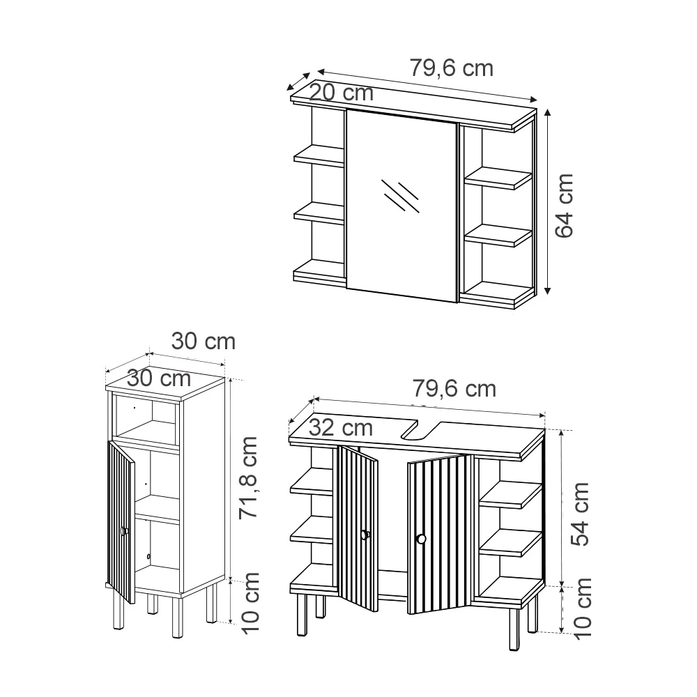 Vicco Badmöbel Set "Aquis", Sonoma/Anthrazit, 3 Teile 5 Vicco Badmöbel Set "Aquis", Sonoma/Anthrazit, 3 Teile – Bild 3