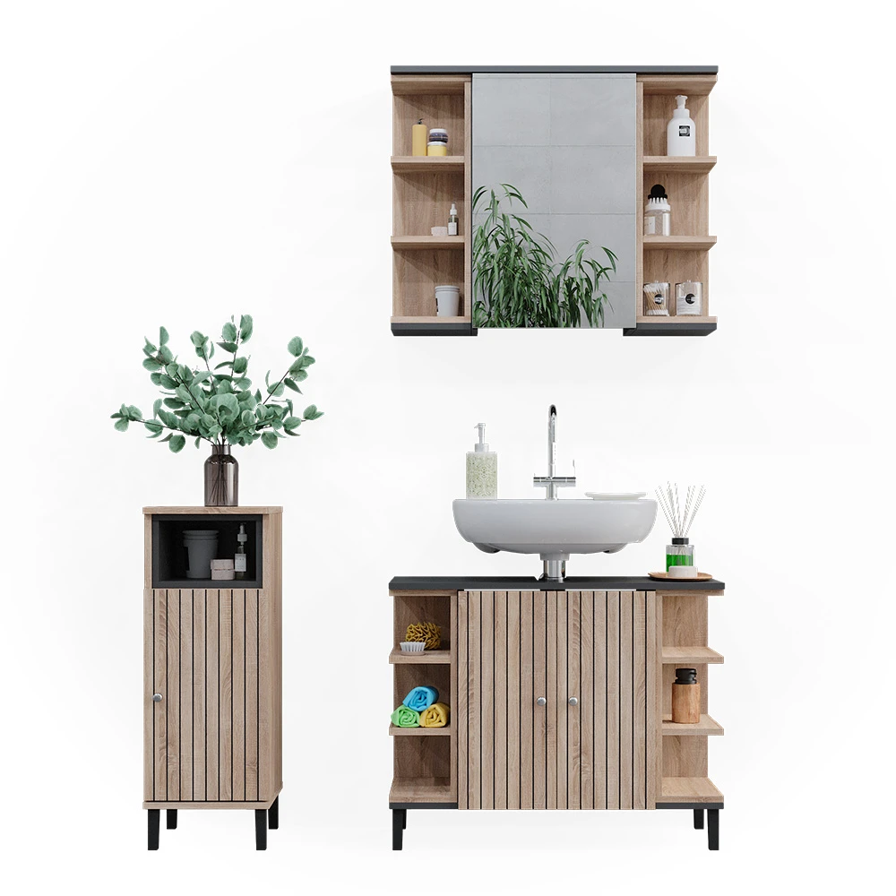 Vicco Badmöbel Set "Aquis", Sonoma/Anthrazit, 3 Teile 9 Vicco Badmöbel Set "Aquis", Sonoma/Anthrazit, 3 Teile – Bild 7