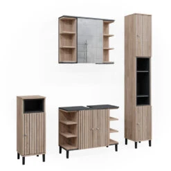 Vicco Badmöbel Set "Aquis", Sonoma/Anthrazit, 4 Teile
