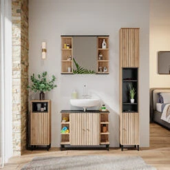 Vicco Badmöbel Set "Aquis", Sonoma/Anthrazit, 4 Teile -Möbel Store 20230907 m5953 04 ol