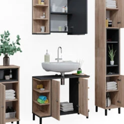 Vicco Badmöbel Set "Aquis", Sonoma/Anthrazit, 4 Teile -Möbel Store 20230907 m5953 06 ol