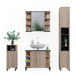 Vicco Badmöbel Set "Aquis", Sonoma/Anthrazit, 4 Teile -Möbel Store 20230907 m5953 07 ol