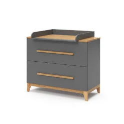 Wickelkommode "Malia" Grau/Eiche 108 X 98 Cm Mit 2 Schubladen Vitalispa