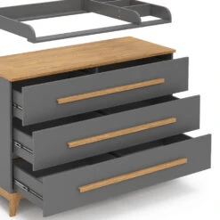 Wickelkommode "Malia" Grau/Eiche 133 X 98 Cm XL Mit 3 Schubladen Vitalispa -Möbel Store 20230907 m5976 06 ol