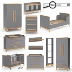 Wickelkommode "Malia" Grau/Eiche 133 X 98 Cm XL Mit 3 Schubladen Vitalispa -Möbel Store 20230907 m5976 08 ol