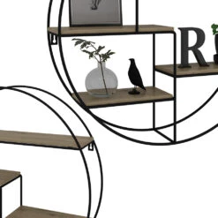 Vicco Wandregal "Fyrk", Eiche/Schwarz, 55 X 55 Cm Rund -Möbel Store 20230921 m5805 06 ol