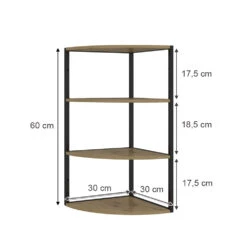 Vicco Wandregal "Fyrk", Eiche/Schwarz, 30 X 60 Cm 3 Ebenen -Möbel Store 20230921 m5809 03 ol