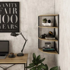 Vicco Wandregal "Fyrk", Eiche/Schwarz, 30 X 60 Cm 3 Ebenen -Möbel Store 20230921 m5809 04 ol