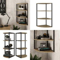 Vicco Wandregal "Fyrk", Eiche/Schwarz, 30 X 60 Cm 3 Ebenen -Möbel Store 20230921 m5809 08 ol