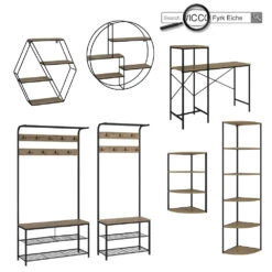Vicco Wandregal "Fyrk", Eiche/Schwarz, 30 X 60 Cm 3 Ebenen -Möbel Store 20230921 m5809 09 ol