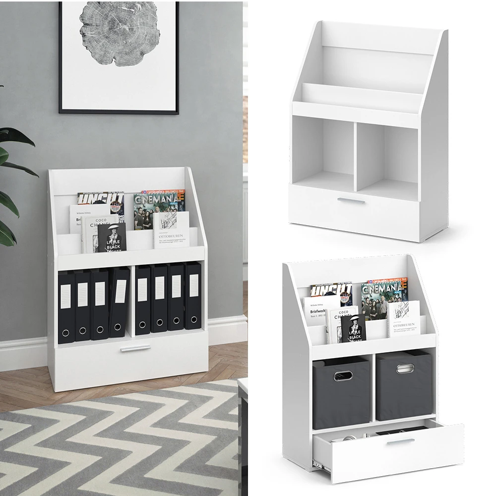 Vicco Bücherregal "Luigi", Weiß, 72 X 96.2 Cm Ohne Faltboxen 4 Vicco Bücherregal "Luigi", Weiß, 72 X 96.2 Cm Ohne Faltboxen – Bild 2