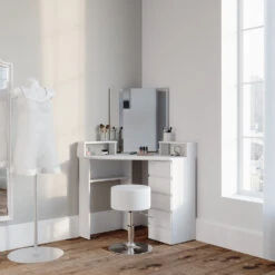 Eckschminktisch "Tilda" Weiß 113.3 Cm Mit Hocker Vicco 13 Eckschminktisch "Tilda" Weiß 113.3 Cm Mit Hocker Vicco -Möbel Store 20231027 m4261 hw 04 ol