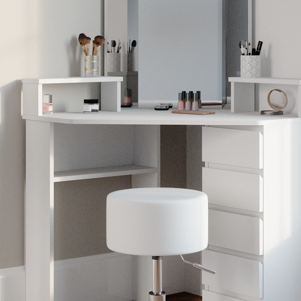 Eckschminktisch "Tilda" Weiß 113.3 Cm Mit Hocker Vicco 7 Eckschminktisch "Tilda" Weiß 113.3 Cm Mit Hocker Vicco – Bild 5