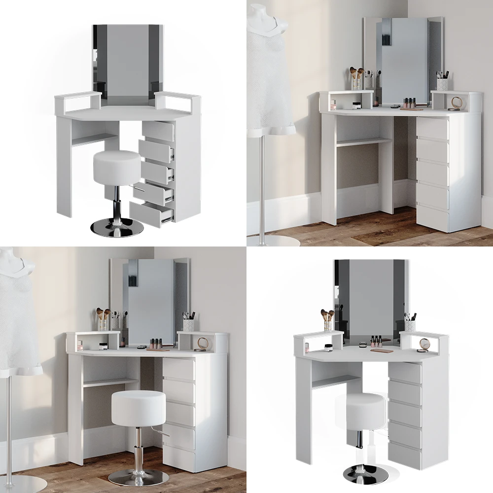 Eckschminktisch "Tilda" Weiß 113.3 Cm Mit Hocker Vicco 10 Eckschminktisch "Tilda" Weiß 113.3 Cm Mit Hocker Vicco – Bild 8