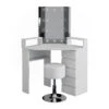 Eckschminktisch "Tilda" Weiß 113.3 Cm Mit LED Beleuchtung Und Hocker Vicco