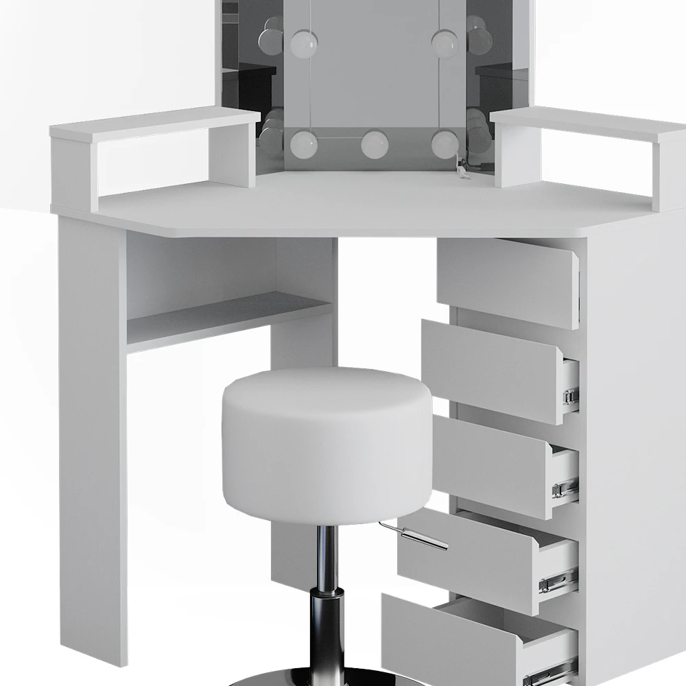 Eckschminktisch "Tilda" Weiß 113.3 Cm Mit LED Beleuchtung Und Hocker Vicco 9 Eckschminktisch "Tilda" Weiß 113.3 Cm Mit LED Beleuchtung Und Hocker Vicco – Bild 7