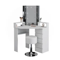 Eckschminktisch "Tilda" Weiß 113.3 Cm Mit LED Beleuchtung Und Hocker Vicco 16 Eckschminktisch "Tilda" Weiß 113.3 Cm Mit LED Beleuchtung Und Hocker Vicco -Möbel Store 20231027 m4261 hw l 07 ol