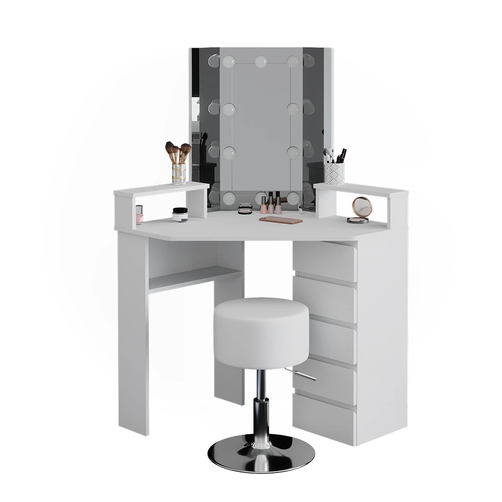 Eckschminktisch "Tilda" Weiß 113.3 Cm Mit LED Beleuchtung Und Hocker Vicco 8 Eckschminktisch "Tilda" Weiß 113.3 Cm Mit LED Beleuchtung Und Hocker Vicco – Bild 6