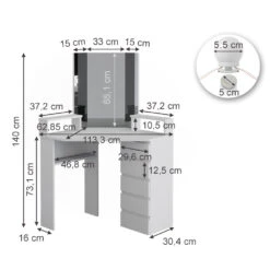 Eckschminktisch "Tilda" Weiß 113.3 Cm Mit LED Beleuchtung Vicco 13 Eckschminktisch "Tilda" Weiß 113.3 Cm Mit LED Beleuchtung Vicco -Möbel Store 20231027 m4261 l 03 ol