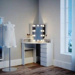 Eckschminktisch "Tilda" Weiß 113.3 Cm Mit LED Beleuchtung Vicco 14 Eckschminktisch "Tilda" Weiß 113.3 Cm Mit LED Beleuchtung Vicco -Möbel Store 20231027 m4261 l 04 ol