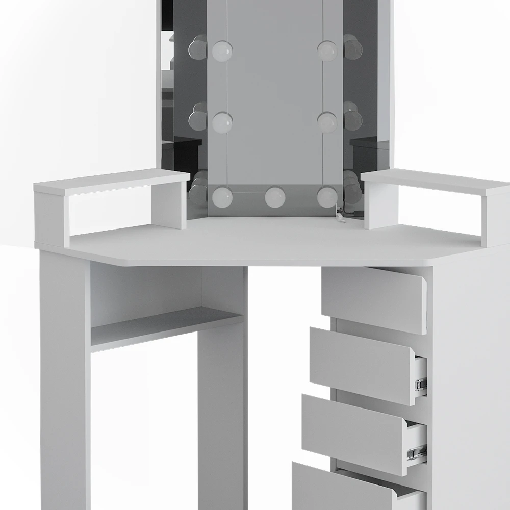 Eckschminktisch "Tilda" Weiß 113.3 Cm Mit LED Beleuchtung Vicco 9 Eckschminktisch "Tilda" Weiß 113.3 Cm Mit LED Beleuchtung Vicco – Bild 7