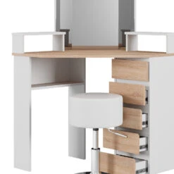 Eckschminktisch "Tilda" Weiß/Sonoma/Sonoma 113.3 Cm Mit Hocker Vicco -Möbel Store 20231027 m5421 hw 06 ol