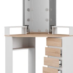 Eckschminktisch "Tilda" Weiß/Sonoma/Sonoma 113.3 Cm Mit LED Beleuchtung Vicco -Möbel Store 20231027 m5421 l 06 ol