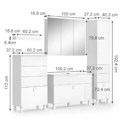 Vicco Badmöbel Set "Sola", Weiß, 4 Teile -Möbel Store 20231103 m6133 03 ol