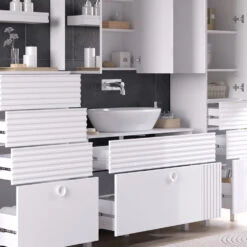 Vicco Badmöbel Set "Sola", Weiß, 4 Teile -Möbel Store 20231103 m6133 05 ol