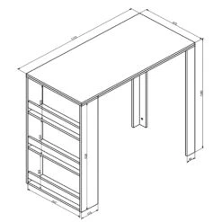 Bartisch Weiß/Anthrazit 57 X 117 Cm Mit 3 Extra Fächern Vicco -Möbel Store 20231115 m1416 03 ol