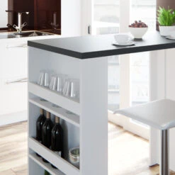 Bartisch Weiß/Anthrazit 57 X 117 Cm Mit 3 Extra Fächern Vicco -Möbel Store 20231115 m1416 05 ol