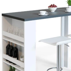 Bartisch Weiß/Anthrazit 57 X 117 Cm Mit 3 Extra Fächern Vicco -Möbel Store 20231115 m1416 06 ol
