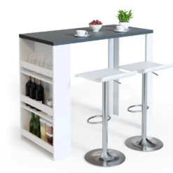 Bartisch Weiß/Anthrazit 57 X 117 Cm Mit 3 Extra Fächern Vicco -Möbel Store 20231115 m1416 07 ol